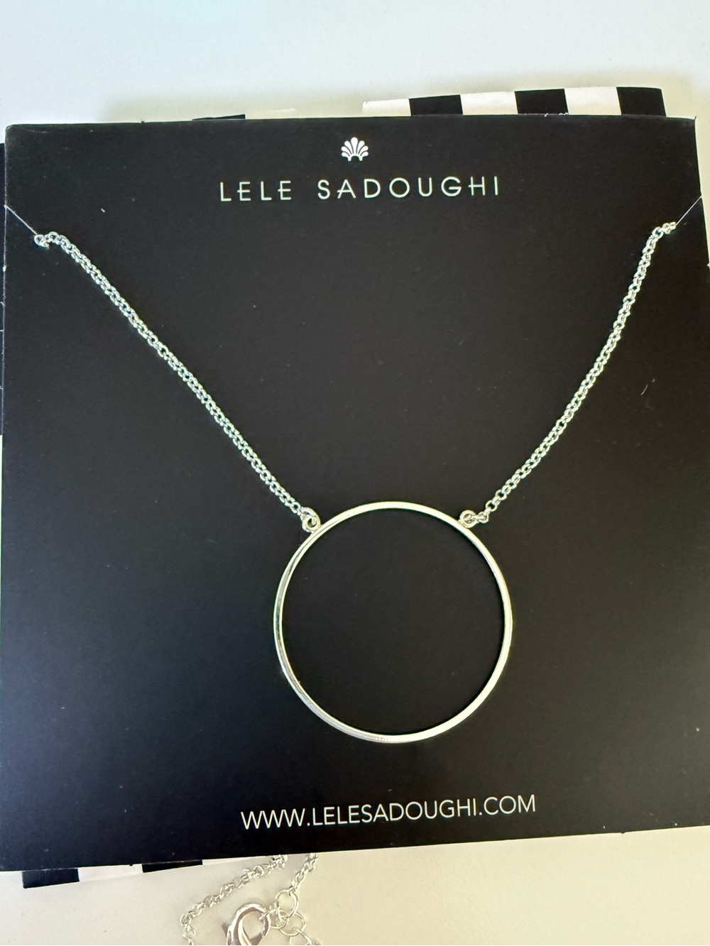 Lele Sadoughi Silver Circle Necklace